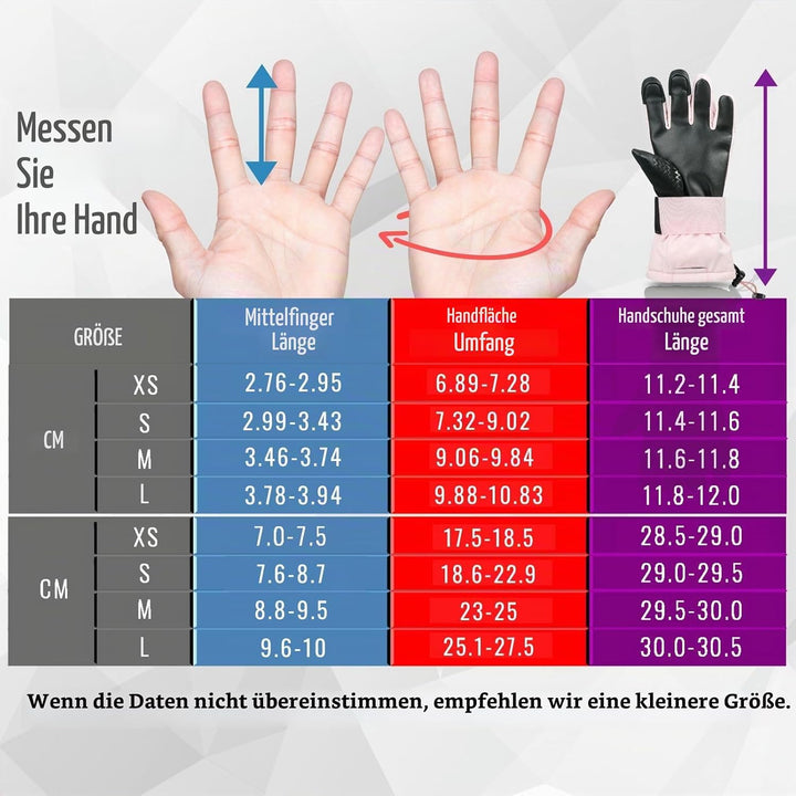 devembr Skihandschuhe mit Handgelenkschützern, Warme Snowboardhandschuhe für Herren und Damen (XS/S/