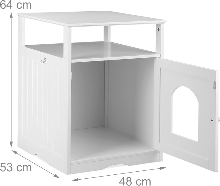 Relaxdays Katzenschrank, grosser Eingang, mit Ablage, Rückseite mit Luftlöchern, HBT 64 x 48 x 53 cm