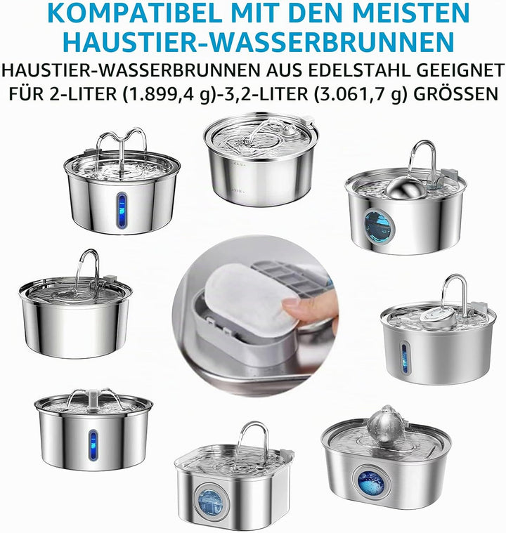 48 Stück Katzenbrunnen Filter, 24 Ersatzfilter &amp; 24 Schwammfilter, Kompatibel mit PETLIBRO Trinkbrun