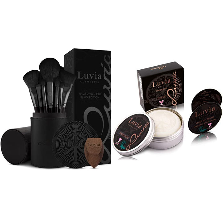 Make-up Pinselset Luvia, Prime Vegan Pro - Schwarz & Rosegold & Luvia Pinselseife Kosmetik - Essenti