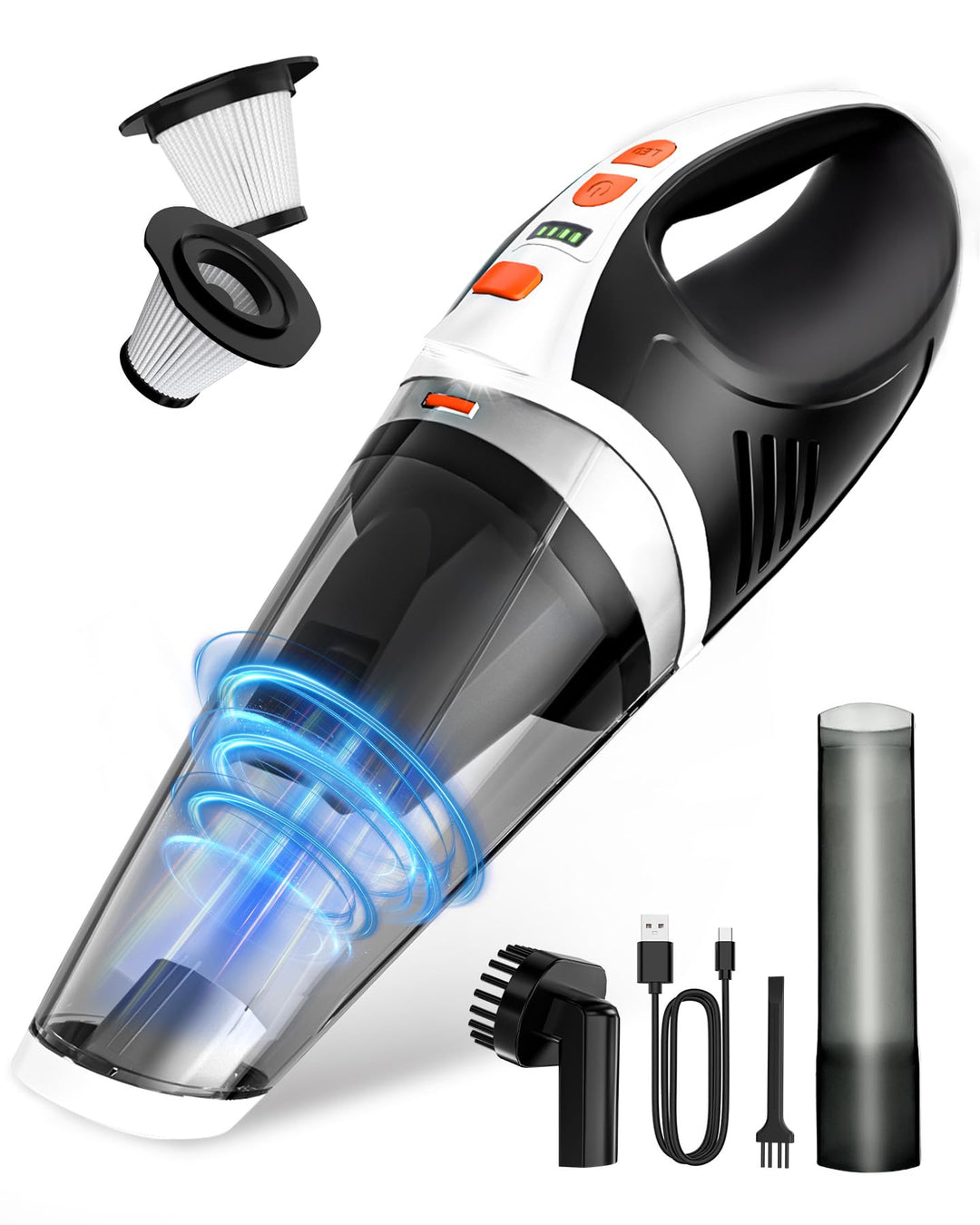 TANYO 4 IN 1 Handstaubsauger Akku, 12000PA Handstaubsauger Kabellos mit Bürstenloser Motor, Tragbare