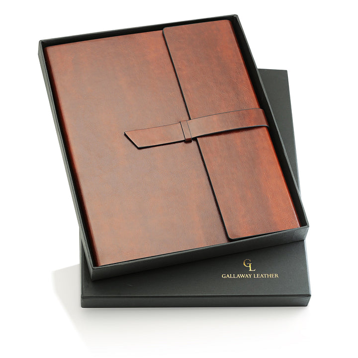 Gallaway Leather Padfolio-Ordner aus veganem Leder, schmal, Notizblockhalter, nachfüllbar, Business-