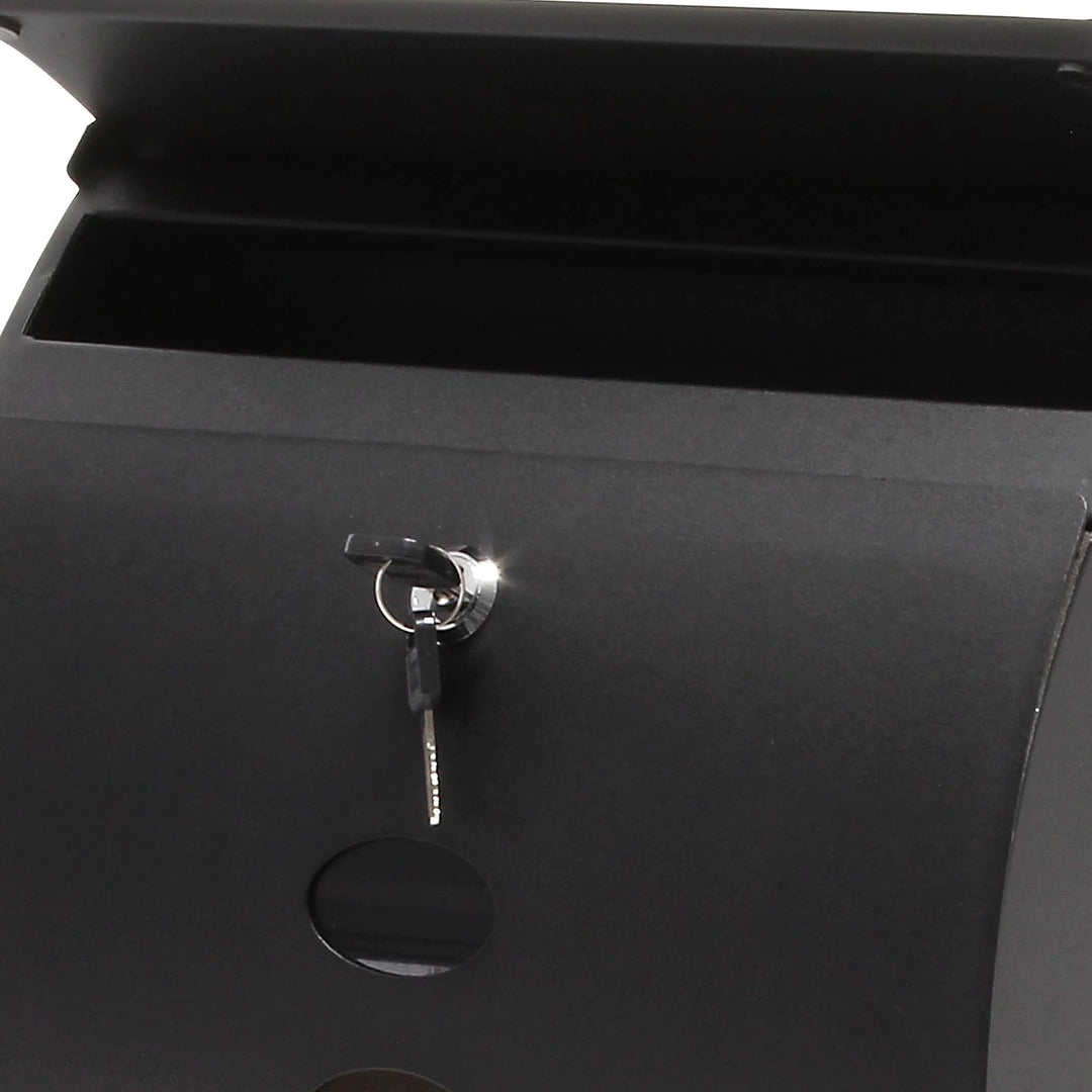Wiltec Designer Briefkasten V18 schwarz 305 x 120 x 400 mm, Wandbriefkasten mit Schloss, Sichtfenste