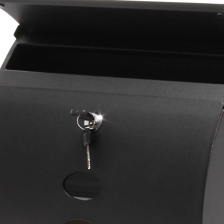 Wiltec Designer Briefkasten V18 schwarz 305 x 120 x 400 mm, Wandbriefkasten mit Schloss, Sichtfenste