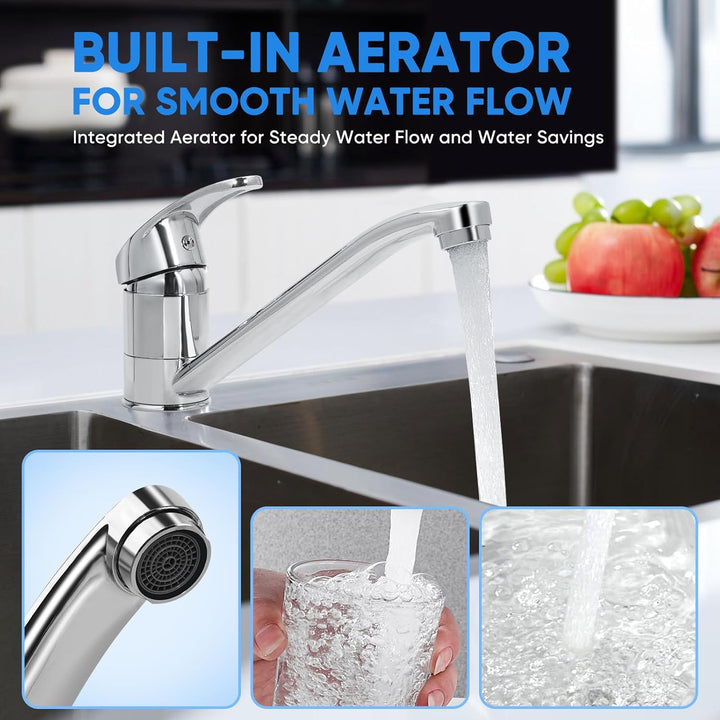 Wasserhahn Küche, Chrom Küchenarmatur mit Einhebelmischer, Keramikkartusche und 360° Drehbarer Edels