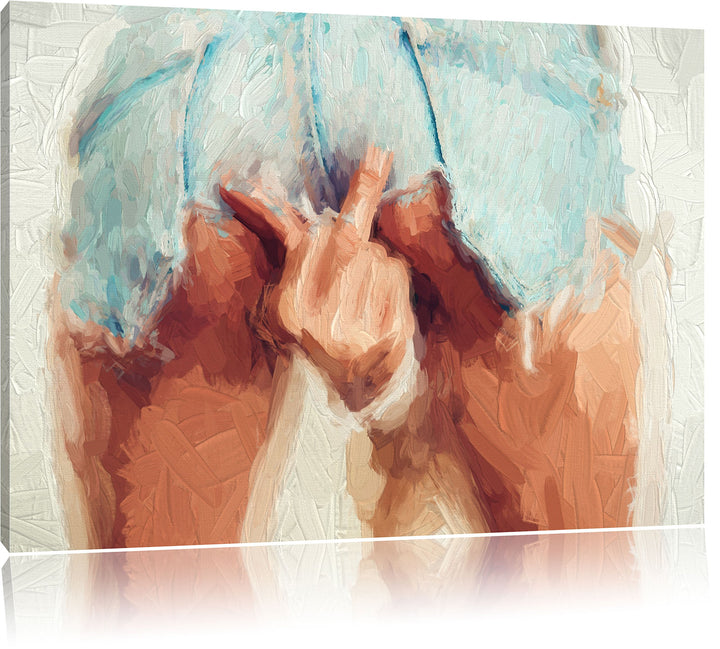Pixxprint Frau in sexy Pose als Leinwandbild/Grösse: 100x70 / Wandbild/Kunstdruck/fertig bespannt, 1