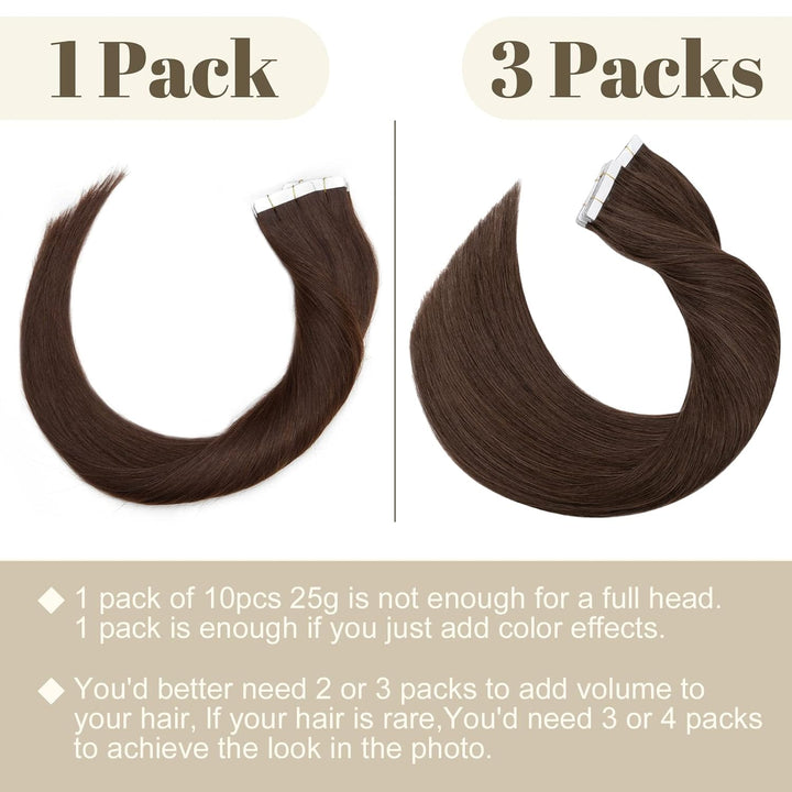 SEGO Tape Extensions Echthaar Haarverlängerung 10 Tressen Klebeband 25g Balayage Haarteile 7A Glatt