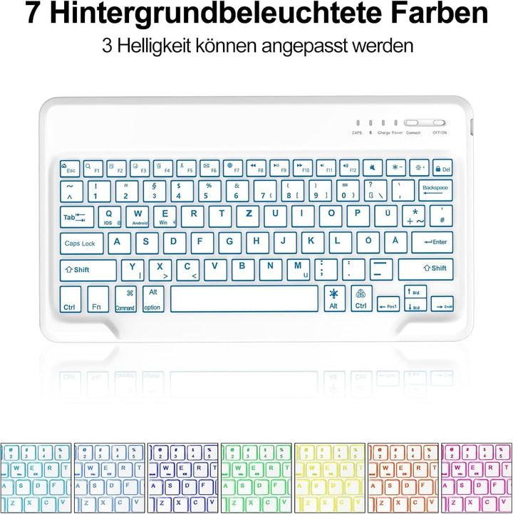 FOGARI Hülle mit Tastatur für iPad Pro 12.9 (6/5/4/3 Gen), 7 Farben Beleuchtung, Deutsches QWERTZ, M