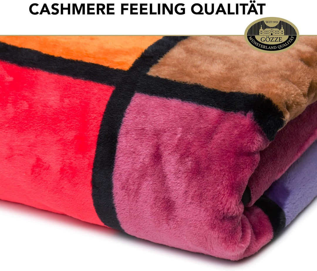 Gözze - Weiche Kuscheldecke, Cashmere Feeling, Hohes Stoffgewicht 500 g/m², Antigua, 150 x 200 cm -