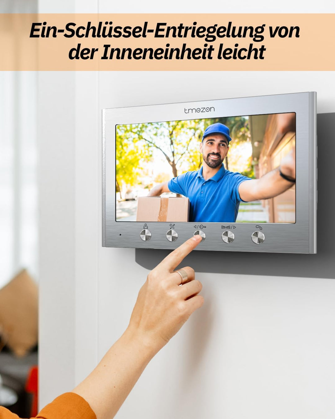 TMEZON Video Türsprechanlage 4-familienhaus,Gegensprechanlage mit türöffner,2-Draht Kabel,7-Zoll-Far