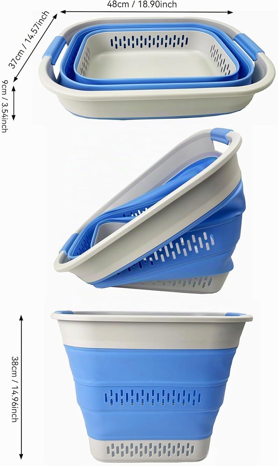 SAMMART Zusammenklappbarer Wäschekorb aus Kunststoff, 40 l, faltbarer Pop-Up-Aufbewahrungsbehälter/O