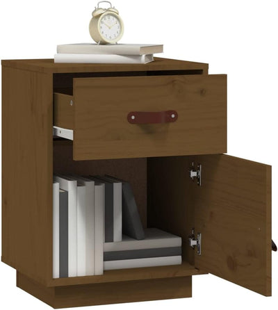 FIRBNUS Bedside Table Nachtkonsole Beistelltisch mit Stauraum Night Stand Nachttische 2er Set Honigb