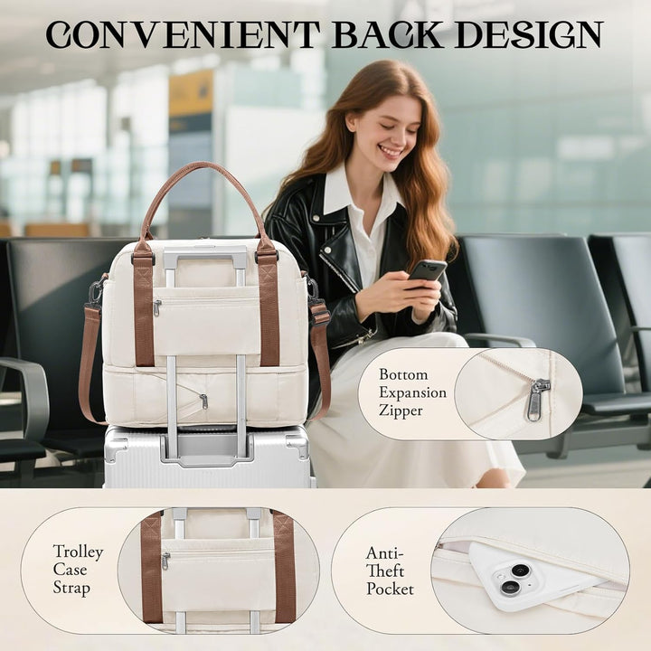SEAFEW Reisetasche 24L, 40x30x20 Ryanair Handgepäck Tasche für Flugzeug Weekender Sporttasche Damen