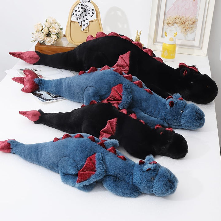 Schwarzer Plüsch-Drache – Weiches Stofftier für Kinder und Erwachsene – Grösse: 90 cm 2.2KG Schwarze