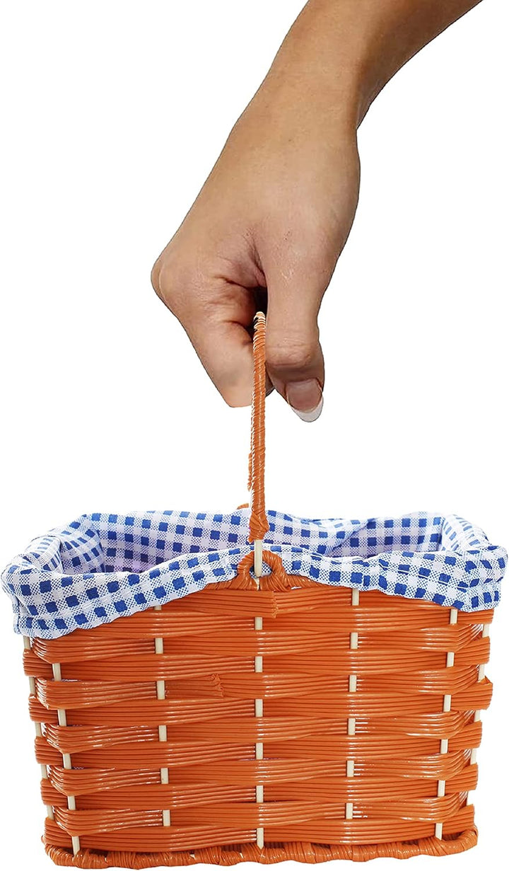 Ilovefancydress Korb mit befestigtem Gingham-Stoffeinsatz und Griff, Kunststoff, ideales Accessoire