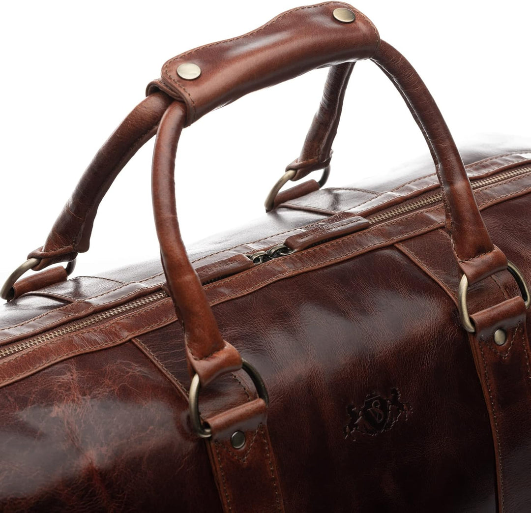 SID &amp; VAIN XL Reisetasche Austin aus Büffel-Leder I Sporttasche gross für Herren und Damen I Weekend