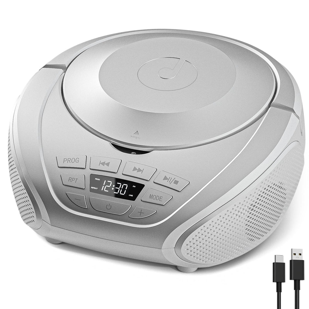 Gueray CD Player Tragbar Boombox Radio mit CD-Player CD Spieler mit Lautsprecher Display Unterstützu