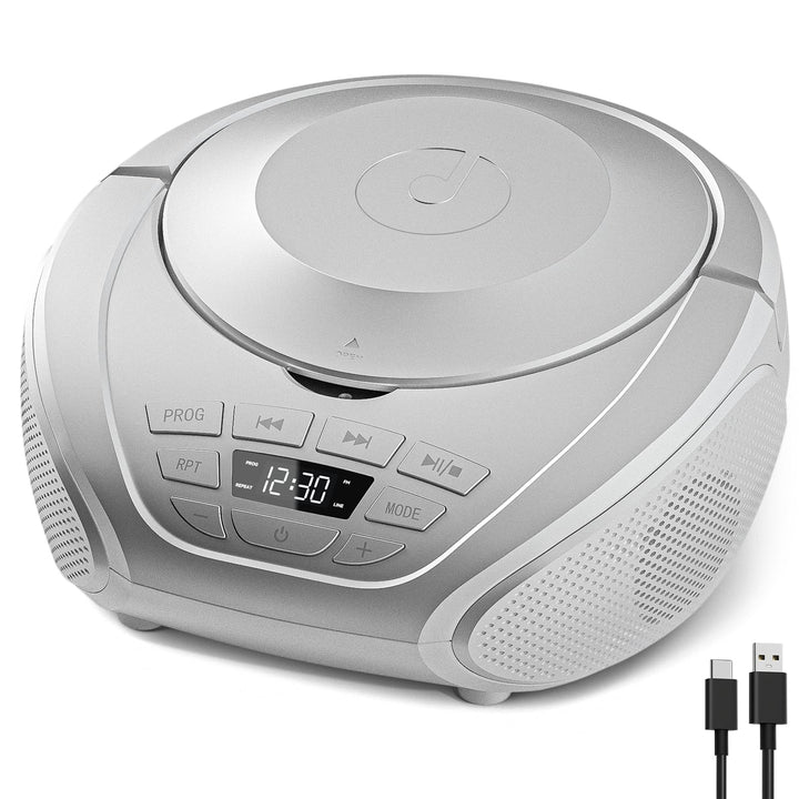 Gueray CD Player Tragbar Boombox Radio mit CD-Player CD Spieler mit Lautsprecher Display Unterstützu