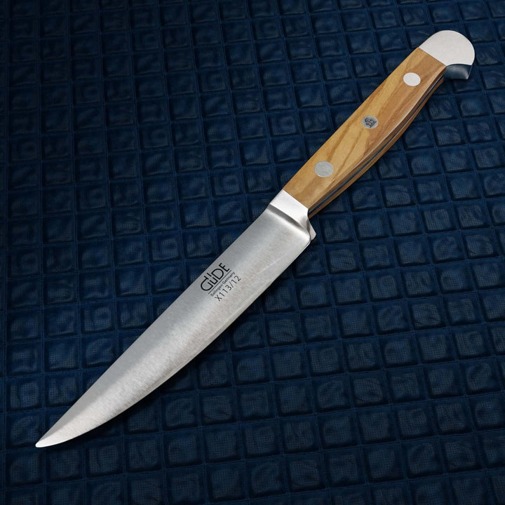 GÜDE Solingen - Steakmesser Glatt geschmiedet, 12 cm, Olivenholz, ALPHA OLIVE, Doppelkropf, Handmade