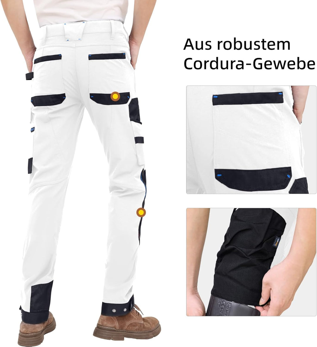 WORK IDEA Herren Slim-Fit Stretch Arbeitshose: Kritische Stoffbereiche aus Cordura – strapazierfähig