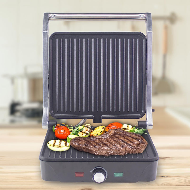 BEPER P101TOS503 GRAND GRILL 3-in-1 Multifunktions-Elektrogrill – Steakpfanne, Panini-Grillplatte un