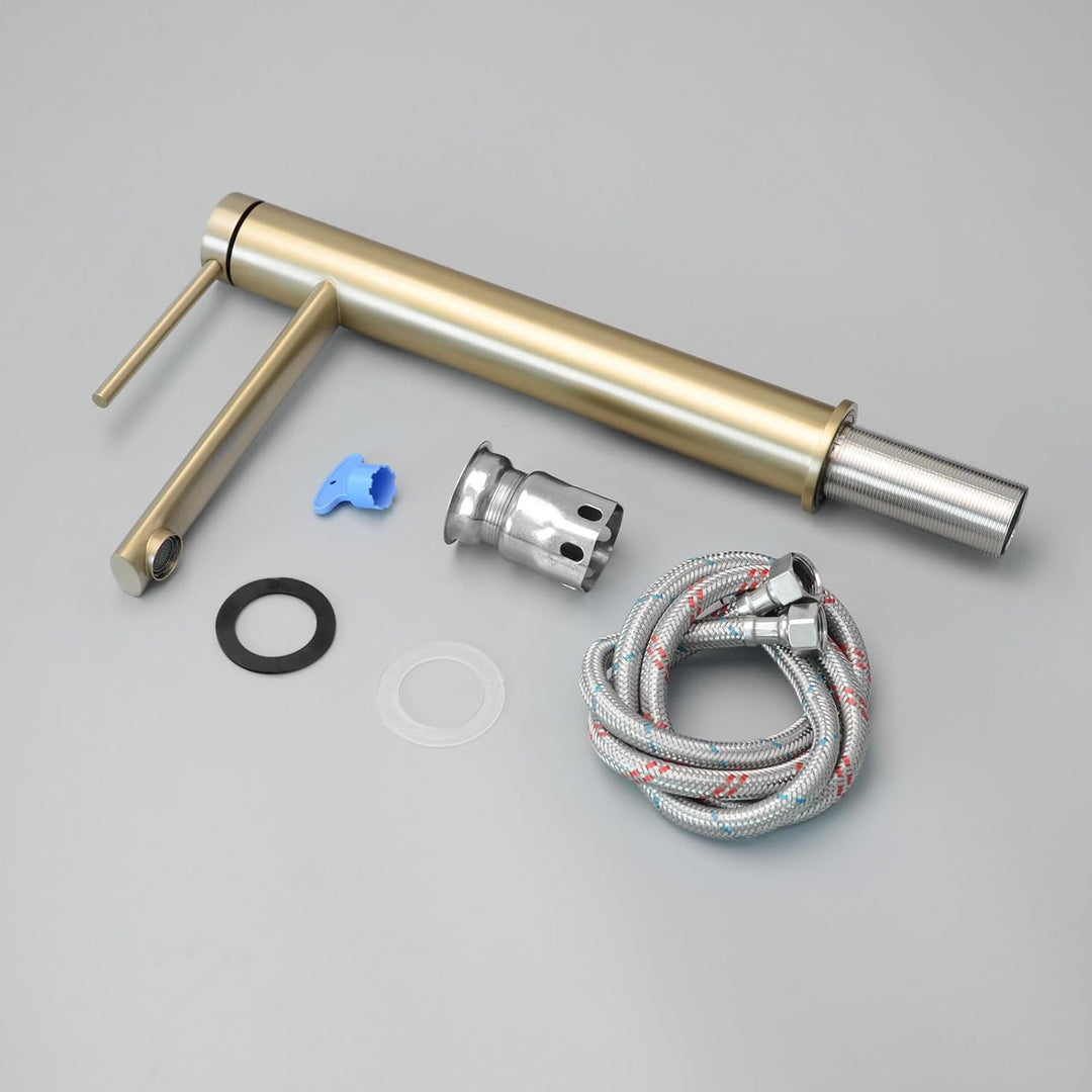 PHASAT Wasserhahn Bad Gold Mischbatterie Einhebelmischer Waschbecken Armaturen Waschtischarmatur Hoc