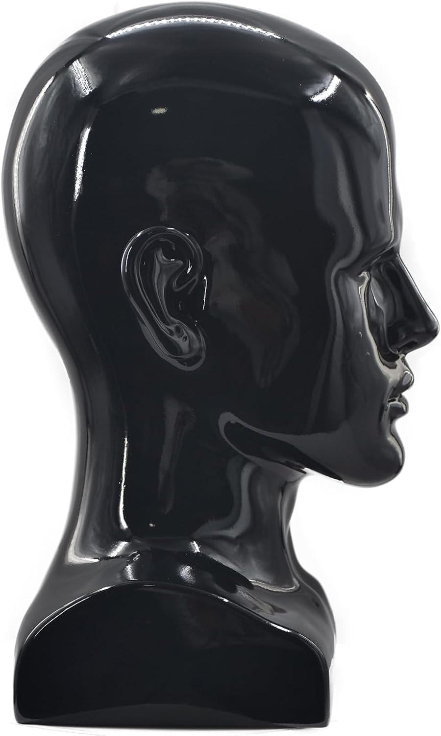 Schaufensterpuppenkopf, männlich, glänzend, für Kopfhörer, Hüte, Perücken, Schmuck, Schwarz (L90LH-P