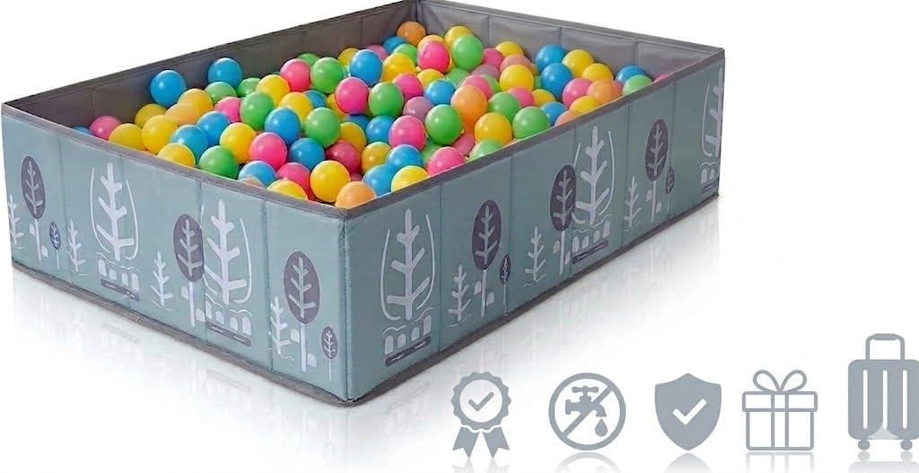 RUGUIES - Bällebad für Kinder - Faltbarer und tragbarer Bällebad - Spielzeugwürfel für drinnen und d