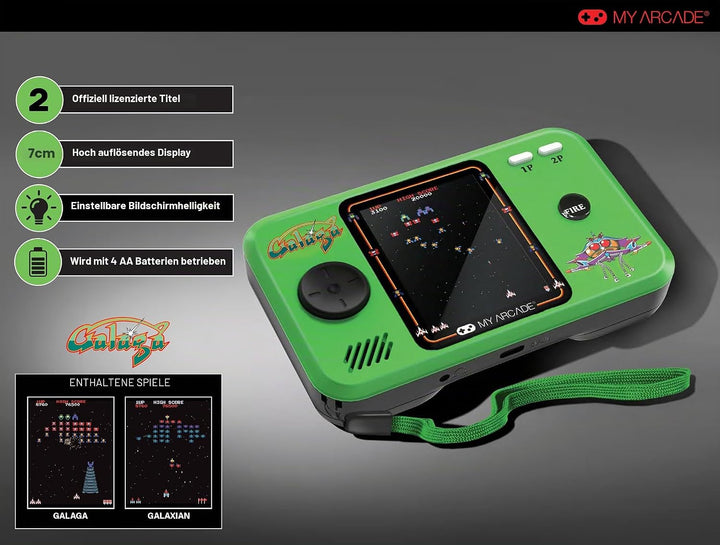 Pocket Player PRO Galaga Retrogaming-Spiel 7 cm hochauflösender Bildschirm