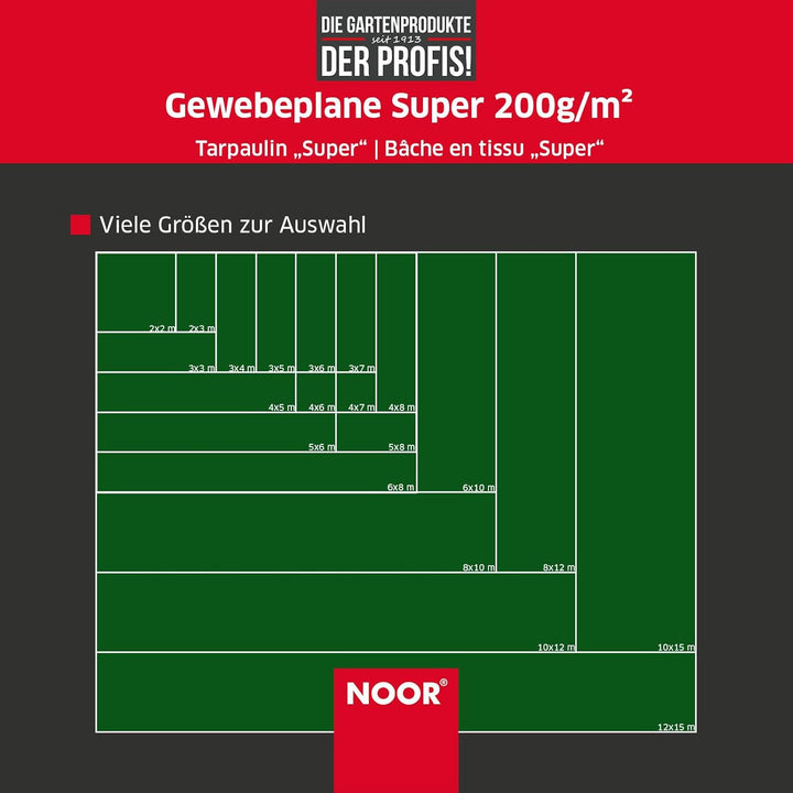 NOOR Abdeckplane SUPER 200g/m² Grün I 3 x 6 m I Allzweckplane für Schutz vor Witterung I Ideal geeig