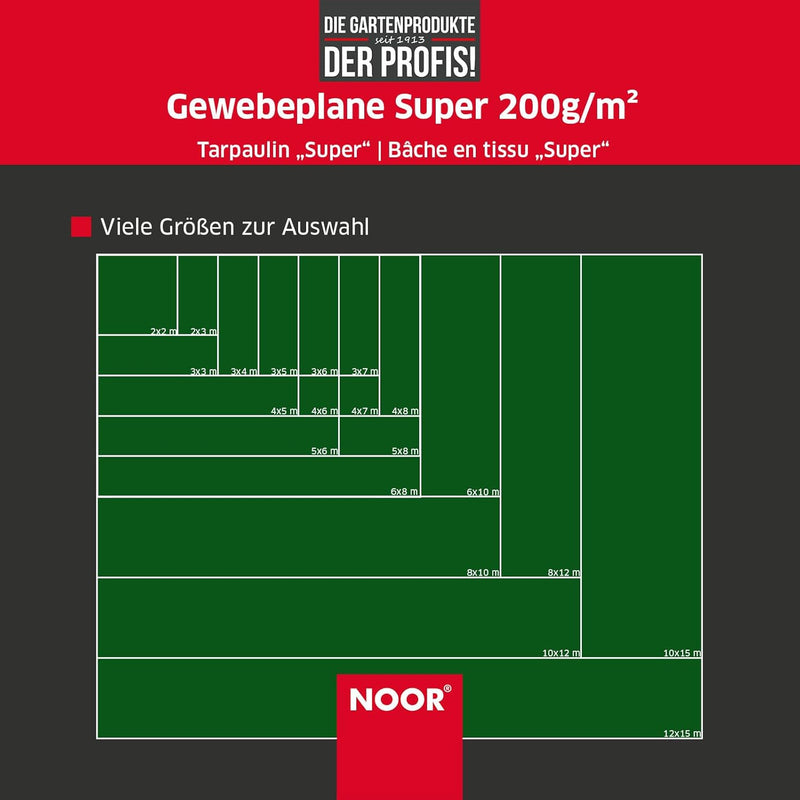 NOOR Abdeckplane SUPER 200g/m² Grün I 3 x 6 m I Allzweckplane für Schutz vor Witterung I Ideal geeig