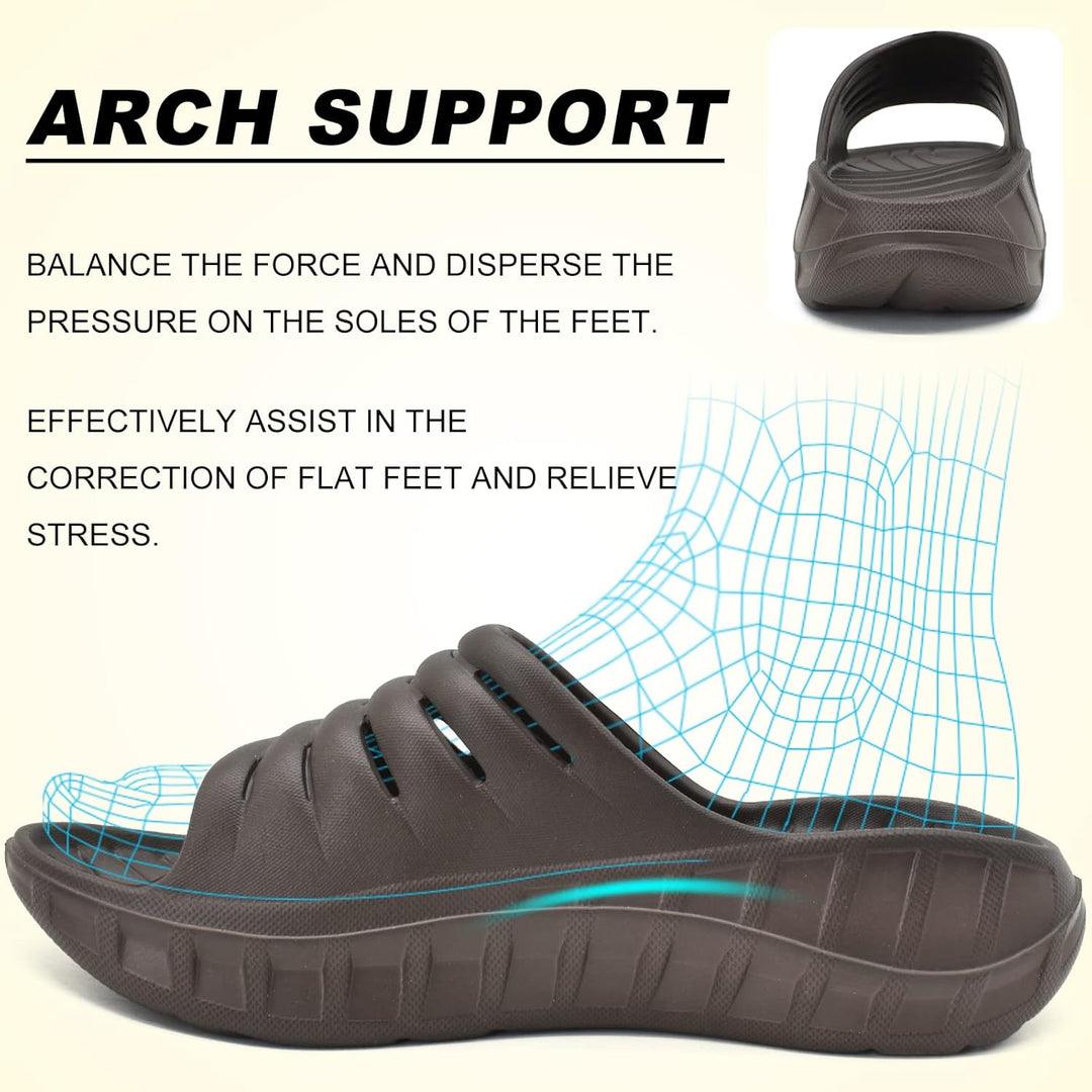 KuaiLu Recovery Sandalen Herren Bequeme Plantarfasziitis Schlappen Orthopädische Offene Zehen Männer