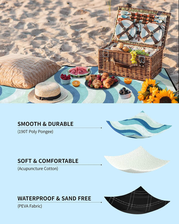COVACURE Picknickdecke 200x200 cm XXL – Wasserdicht, Sandfrei & Waschbar – Isolierte Stranddecke für