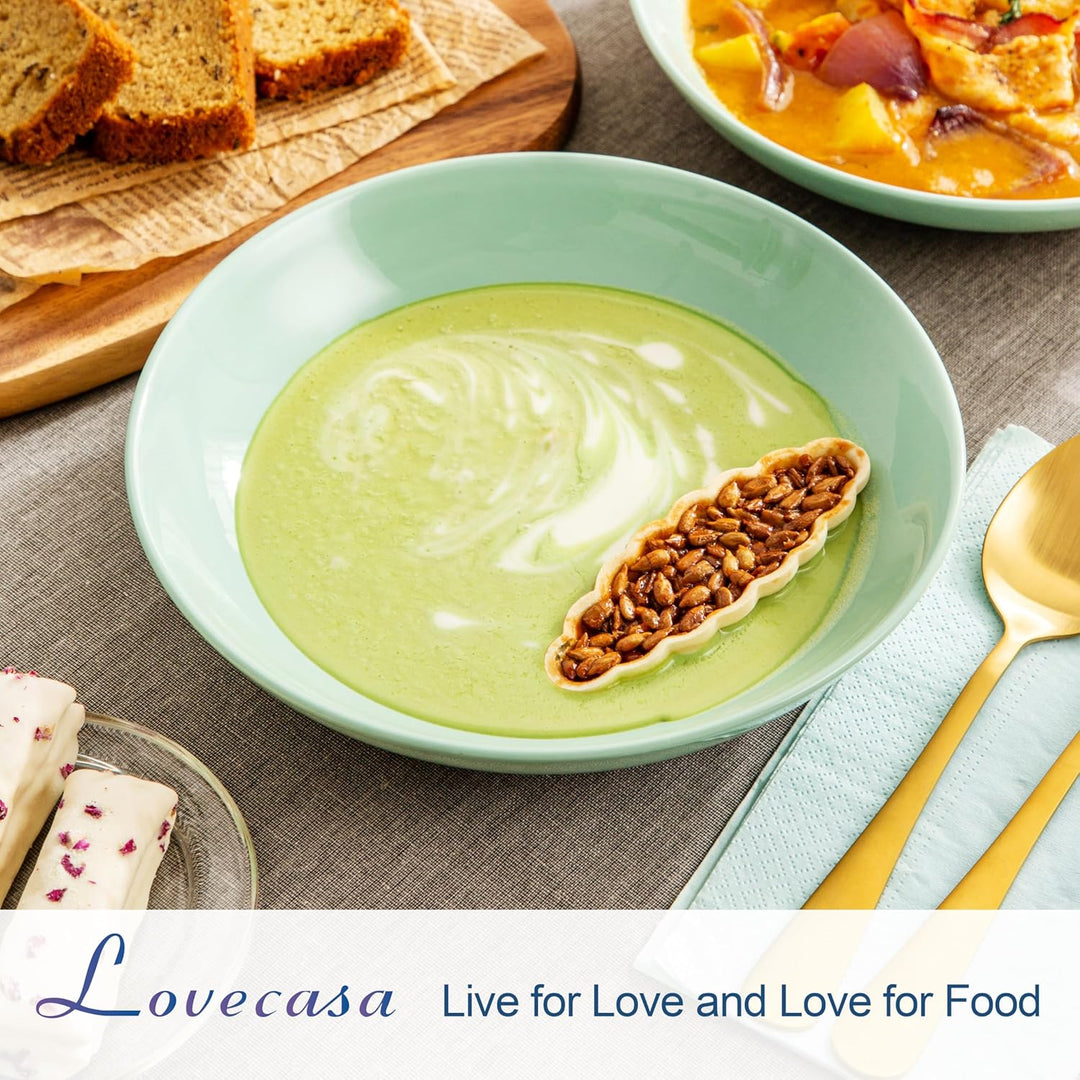 Tafelservice porzellan, LOVECASA SWEET Suppenteller 6er Set, Tiefteller Set, Pastateller 550 ml, 21