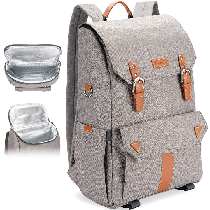 HappyPicnic Isolierter Picknickrucksack mit geräumigem Kühlfach, Flaschenhaltern und grossem wasserd