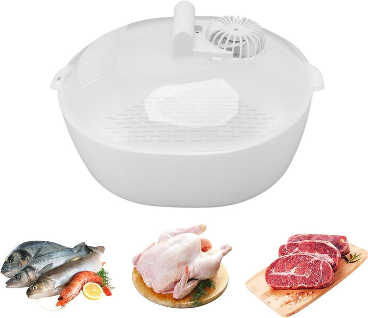 Auftauschale für Gefrorenes Fleisch, 4-in-1-Auftauschale mit Abtropfkorb, Grosse Schnelle Auftauscha