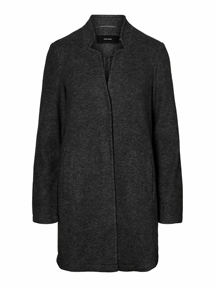 VERO MODA Damen Wollmischungs-Mantel, Darkgrey Melange