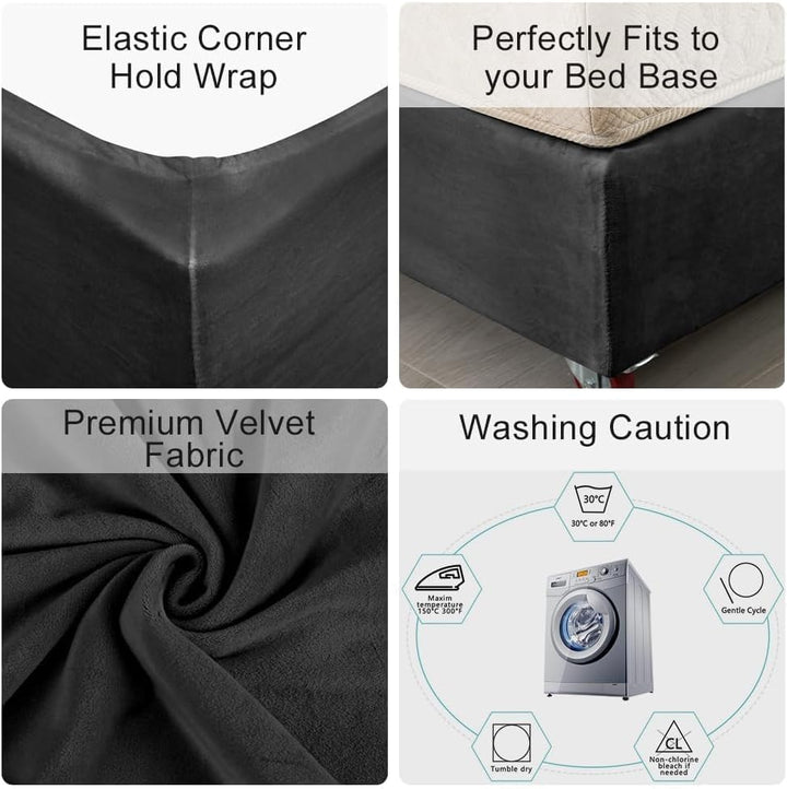 DUJUIKE Diwan Bettgestell Bettrock, Bettrahmenbezug aus Samt, vollständig elastisch um die Basis Ihr