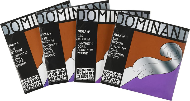 Thomastik Strings for Viola Dominant Nylon Core Set 141 4/4 Medium mittel Satz (D Alu) 141, mittel S