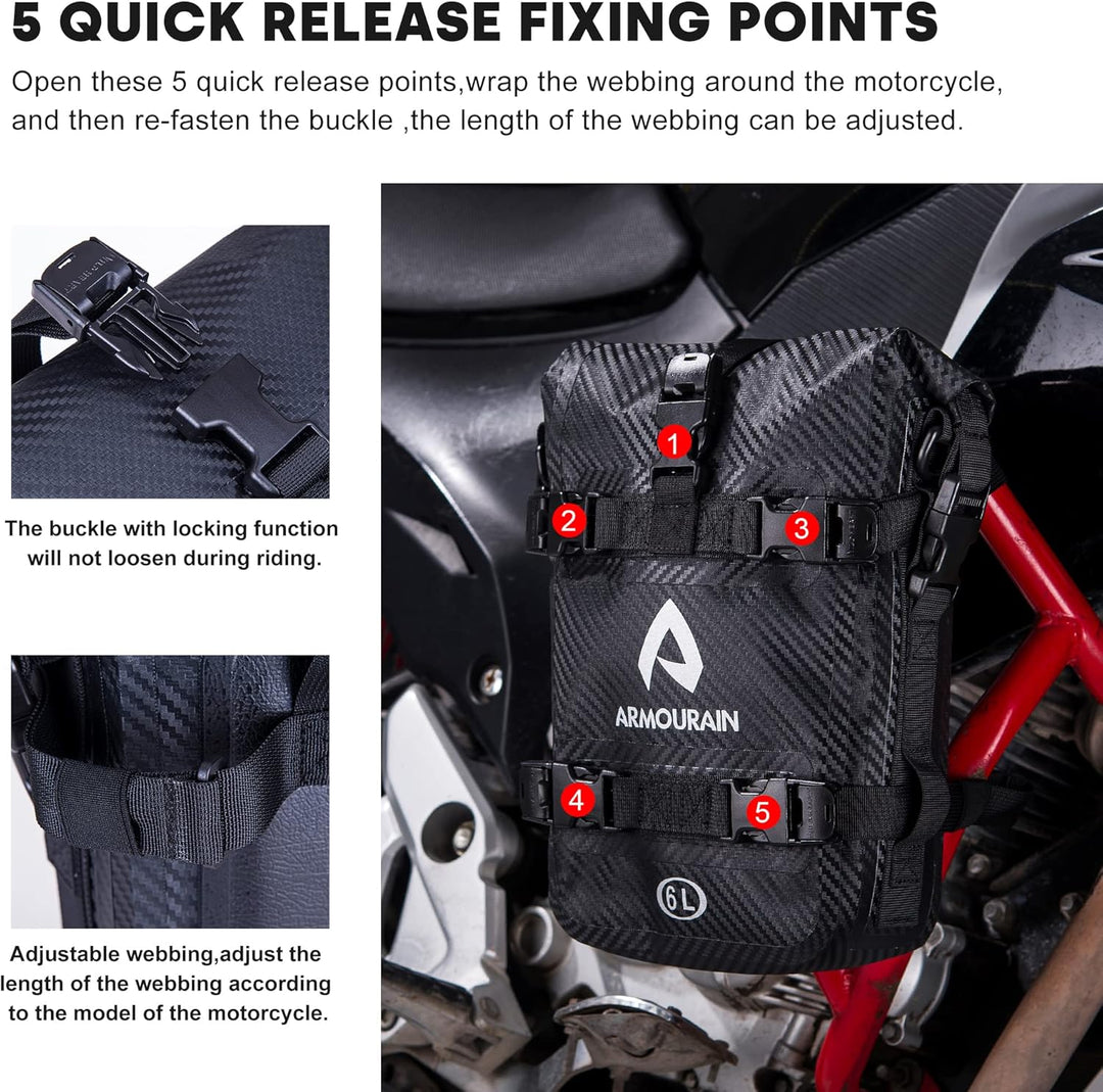 Motorrad Stossstangen Seitentasche Tasche Wasserdicht 6L/8L/15L Motor Sturzbügel Seitentaschen mit S