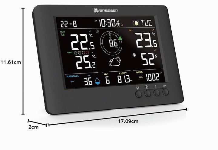 Bresser 8-in-1 ClearViewTB Wetterstation mit Hitzestress-Index, Sensirion-Sensor, 8-in-1-Multisensor