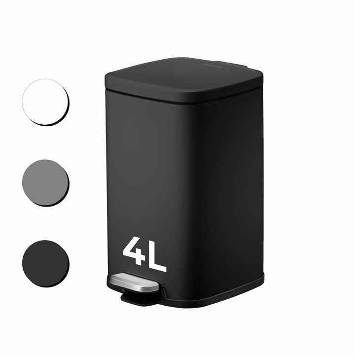 Fackelmann LONDON Pedal-Abfallsammler 4L – Stilvolles Design in Schwarz matt, Mit gedämpftem Deckel