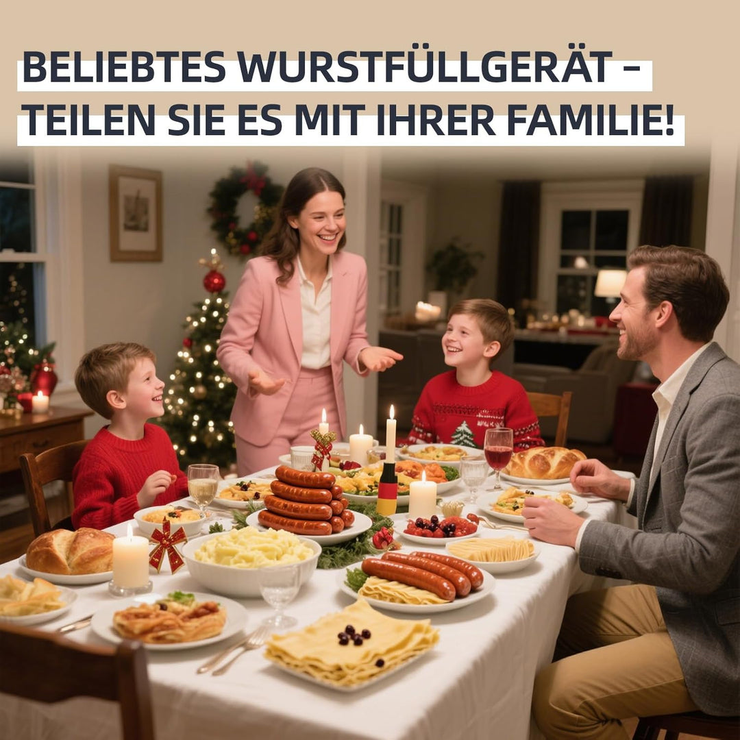 Elektrischer Wurstfüller, Fleischwolf mit Fleischbällchen-Aufsatz und 3 Wurstaufsätzen, Küchenmaschi