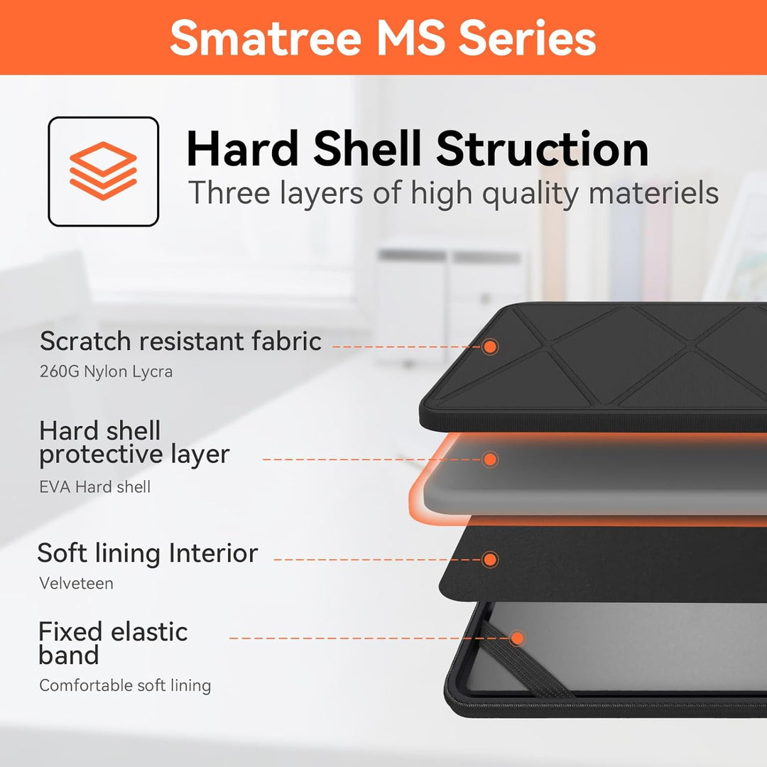 Smatree MS52T Laptop Hartschalenhülle aus Eva mit Laptopständer, für 13,5 Zoll Microsoft Surface 6/5
