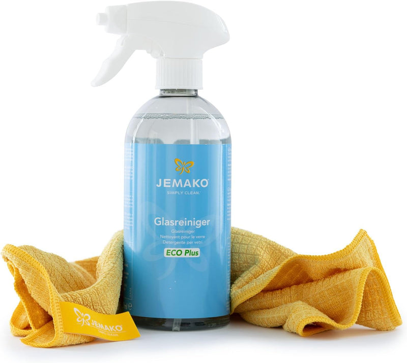 Jemako Glas-Aktivschaum ECO Plus 500ml inkl. Profituch 35x40 cm, Schaumpumpe und Wäschenetz