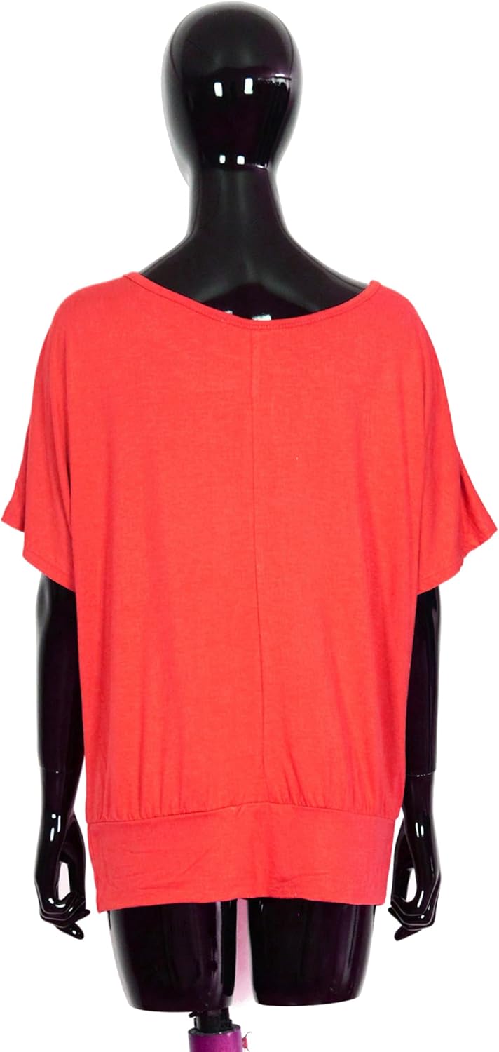 Van Der Rich ® - Oversize T-Shirt mit Fledermausärme - Damen #Feder-rot M, #Feder-rot M