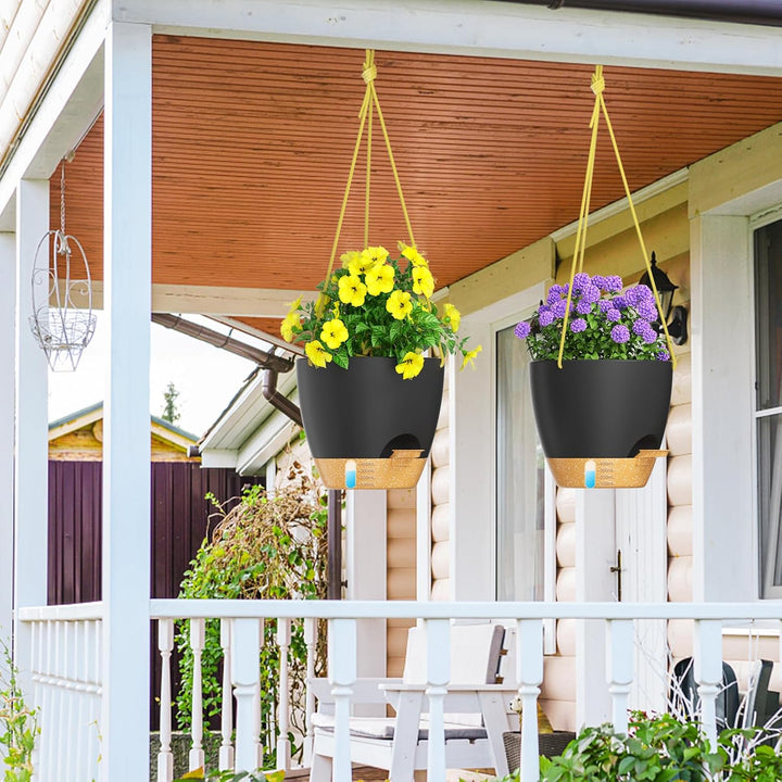 ZMTECH 20 cm Blumenampel 2-Teilig, Blumentopf Hängend Hängeampel, Deko Für Innen Aussen Zimmer, Deck