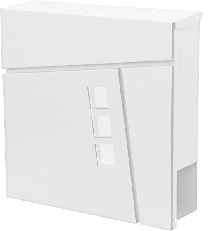Briefkasten HWC-B29AM, Wandbriefkasten Postkasten Zeitungsfach, pulverbeschichtet - weiss