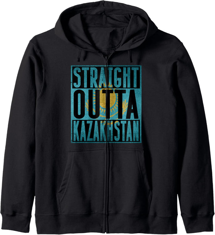 Straight Outta Kazakhstan Flagge Astana Russland CCCP Russia Kapuzenjacke