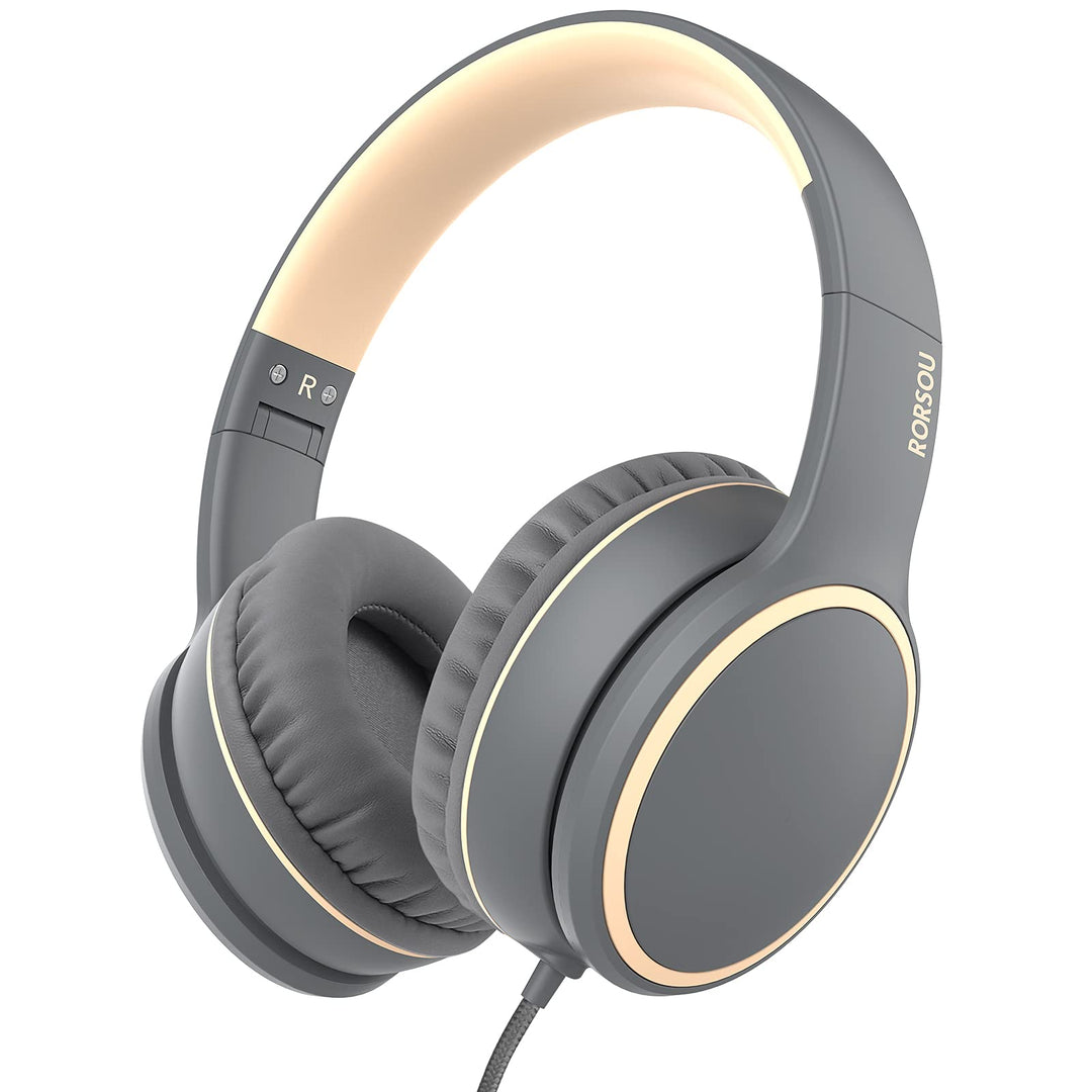 RORSOU R10 Over-Ear-Kopfhörer mit Mikrofon, leichte Faltbare Stereo-Bass-Headset mit 1,5 m verschlin